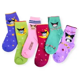 Paket 6 Pasang Kaos Kaki Anak Perempuan TK-Paud Motif Kuromi Koromi Lucu Bahan Halus Lembut - Fashion