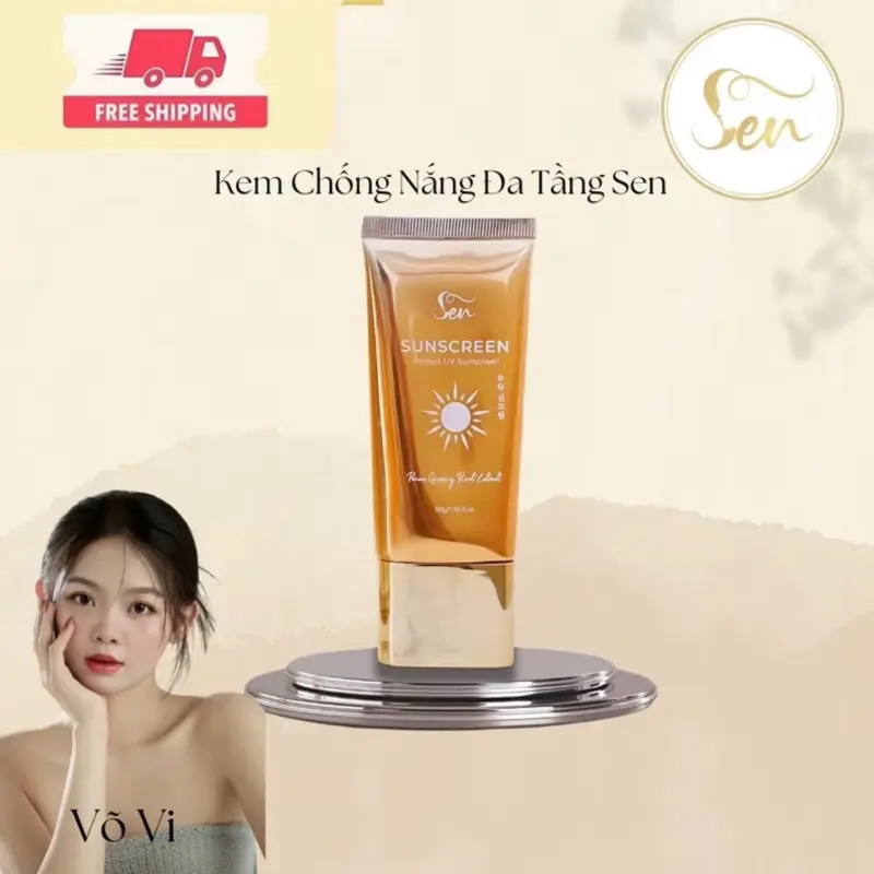 Sen combo 3 hũ kem chống nắng Sunscreen mini 10gr Nâng Tông Kiềm Dầu 50++