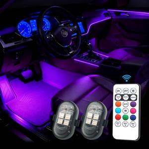 リモコンカー用LED雰囲気ライト | 4個のスーパー明るいLED | 多色モード | 車内装飾用USB電源 | 200mahバッテリー | 簡単なUSB充電 | インテリア＆グリル用
