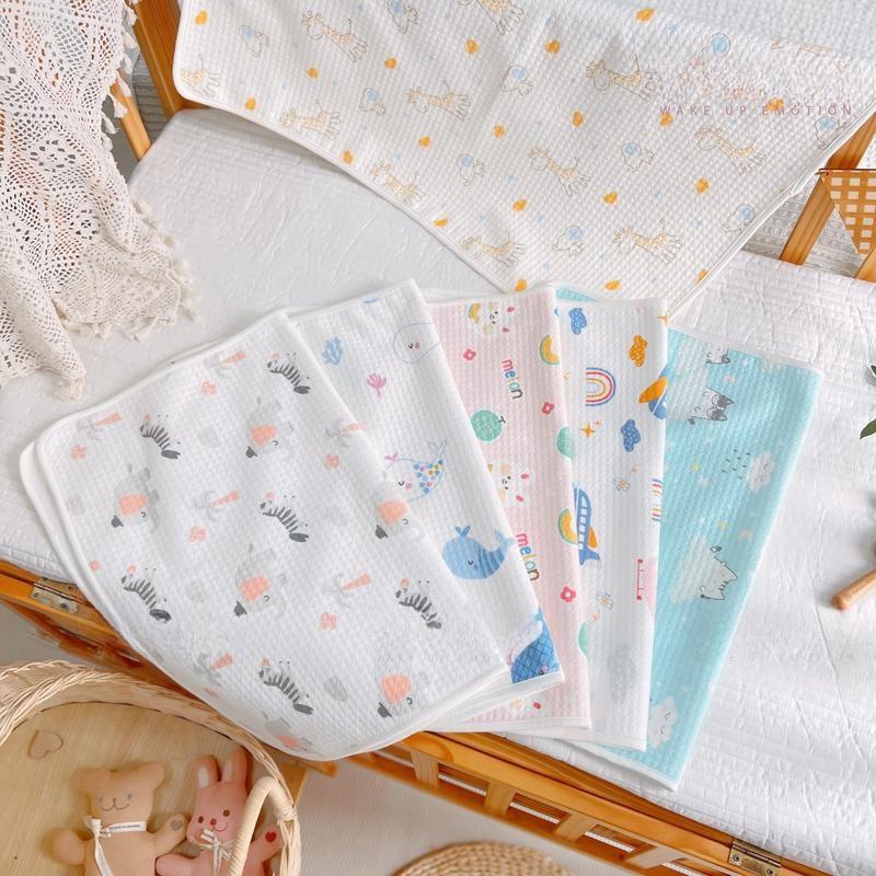  Tấm lót chống thấm cao cấp - Lót thay bỉm Cotton Oragnic Ovoan mềm mại thoáng khí cho bé KT 50*70cm 