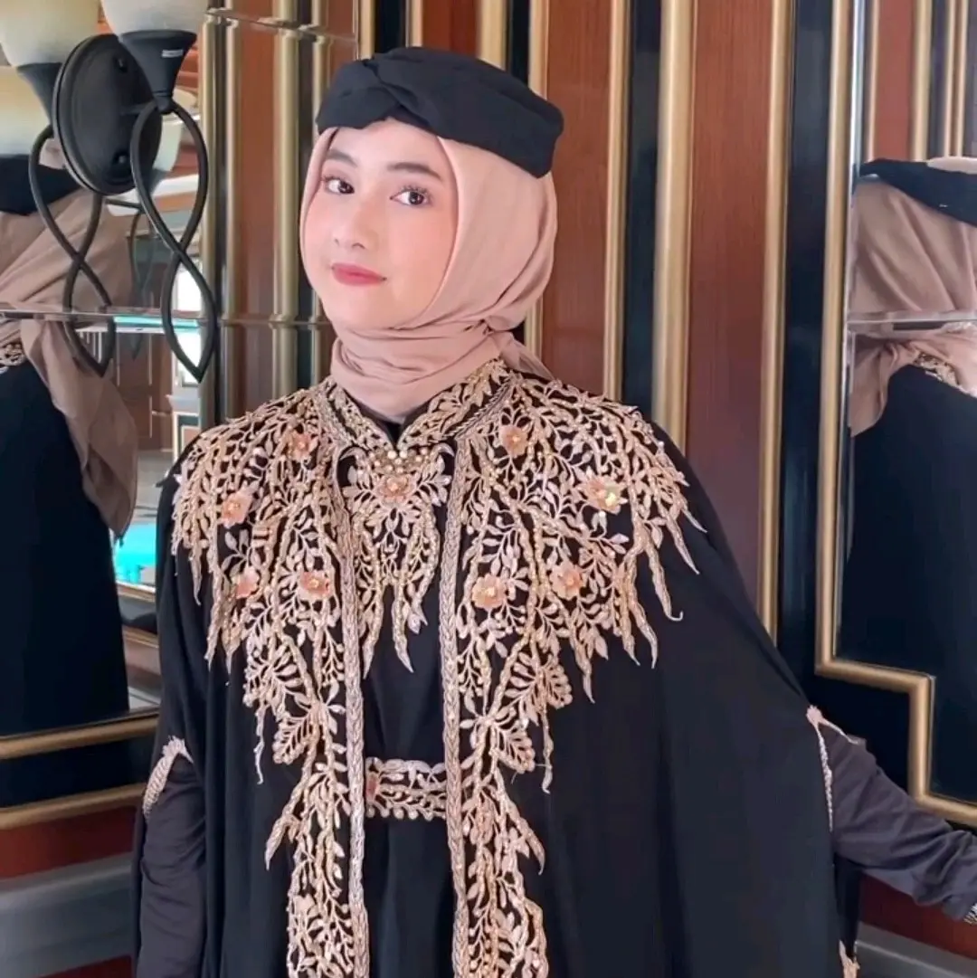 Kaftan Ameena Set Inner Gamis Belt Dan Turban Kaftan Abaya Bordir Tebal Payet Gaun Muslim Mewah Abaya Lebaran Pesta spandex  Panjang Kaftan 2025 Abaya 2025