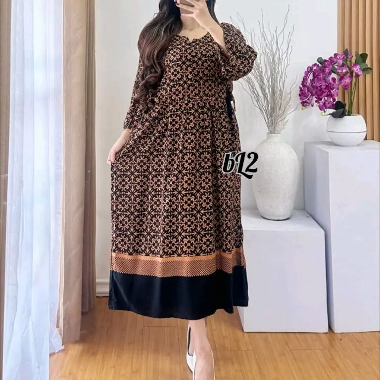 DRESS CHIBI ¾ MOTIF TERBARU BAHAN RAYON PREMIUM TEBAL-DASTER BUMIL
