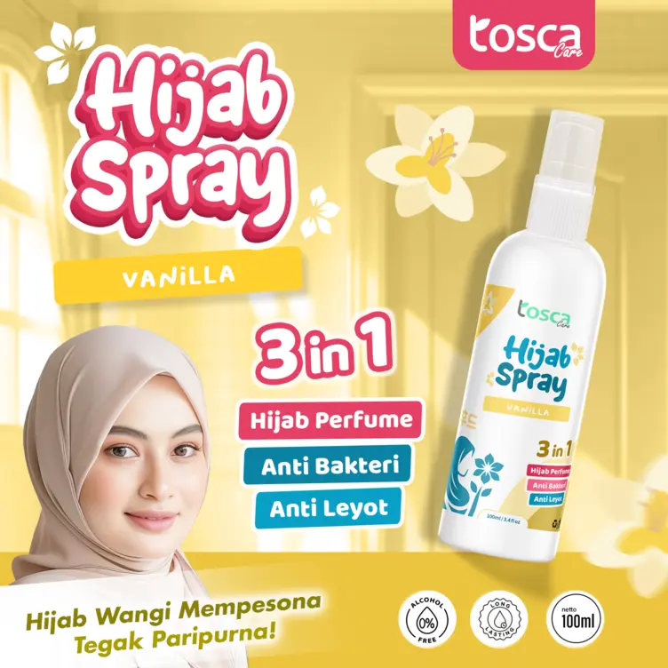 Hijab Spray Tosca Anti Leyot Parfum Pewangi Jilbab Kerudung Anti Lepek 100ml 6