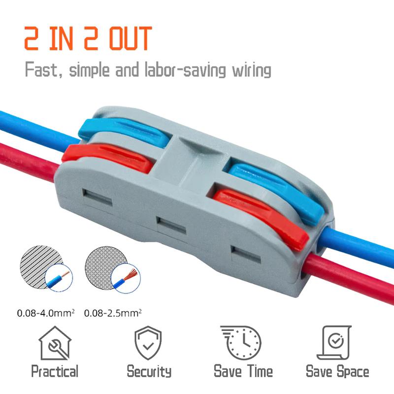  Combo 50 Cút nối dây điện đôi 2 pha vào 2 ra 2 PCT-222 tối đa điện áp 250v cường độ dòng điện 32A 