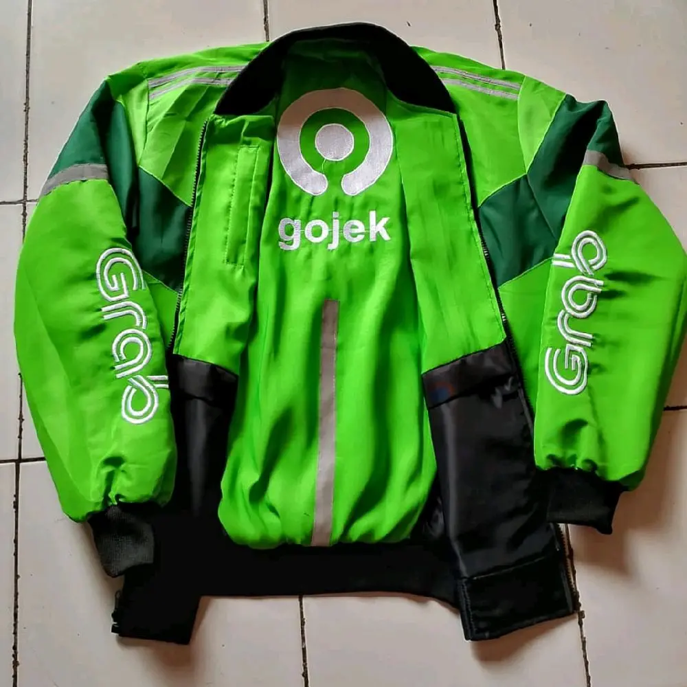 jaket driver bulak balik bb gojeg grab terbaru dan termurah Bomber Casual Keren waffle unsiex Logo Bordir sunmori
