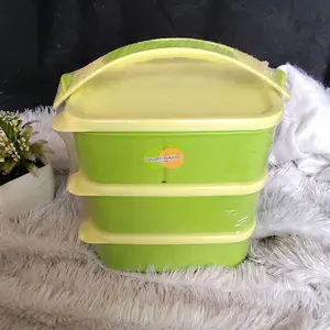 Rantang Golden Sunkist 3 Susun dengan Tutup Oval atau Kotak - ABS Plastik Food Grade - Kitchenware