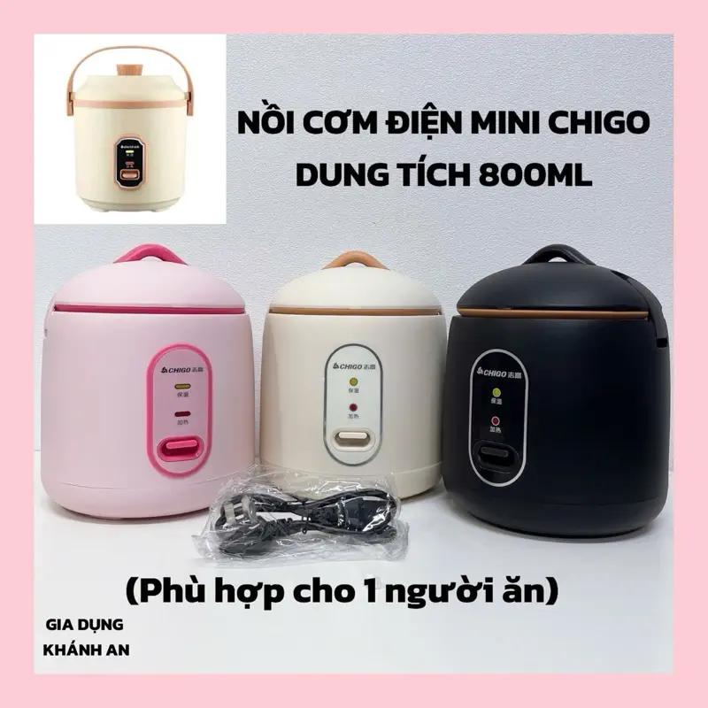Nồi cơm điện chigo mini dung tích 0.8 lít Nấu Cơm Nấu Ăn Cooker