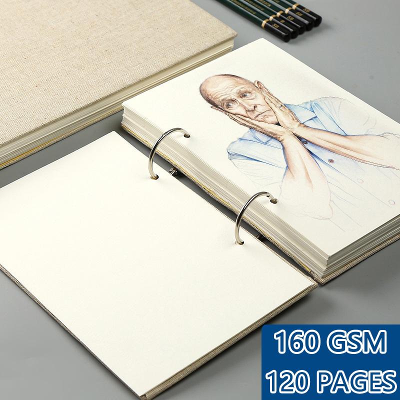  【Bìa Cứng Cao Cấp Sổ Vẽ Khổ 16K 60 Tờ 160GSM - Sketchbook Chuyên Nghiệp cho Họa Sĩ Sổ Đóng Lò Xo Tiện Lợi Giấy Dày Chống Thấm Vẽ Màu Nước Chì Bút Mực 