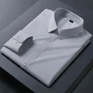 Kemeja Pria Formal Lengan Panjang Slim Fit Kualitas Premium untuk Acara Formal dan Bisnis dengan Desain Elegan Abu-abu