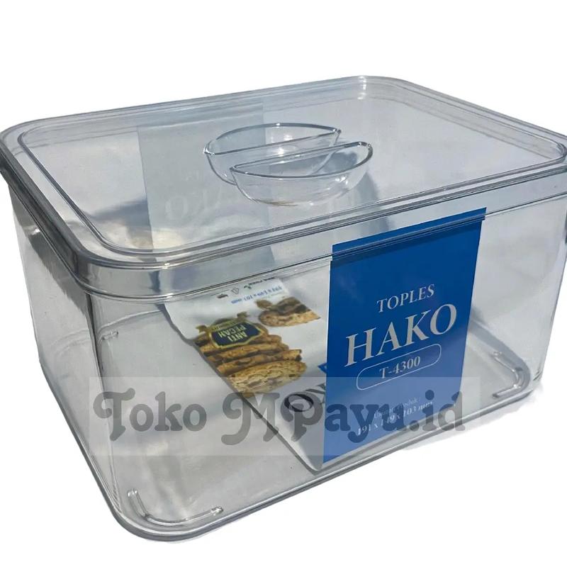 1 Pcs HAKO Toples Kue Kotak  2,3 Liter Toples Kue Premium Tebal Anti Pecah Toples serbaguna 0