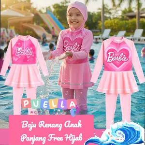 PUELLA Baju Renang Anak Panjang Free Hijab Desain Sederhana Fungsional Cocok untuk Aktivitas Berenang Anak-anak
