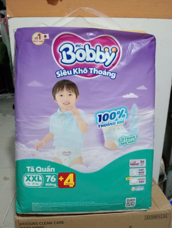 (Tặng 4 miếng) Tã quần bobby XXL 76+4 mega jumbo lõi nén thần Kỳ / bỉm bobby XXL70 miếng gói ultra +