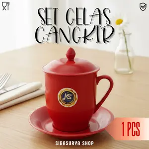 SET GELAS CANGKIR PLASTIK 1 PCS - 1 pcs Gelas Cangkir, 1 pcs Tatakan, 1 pcs Tutup gelas BPA FREE