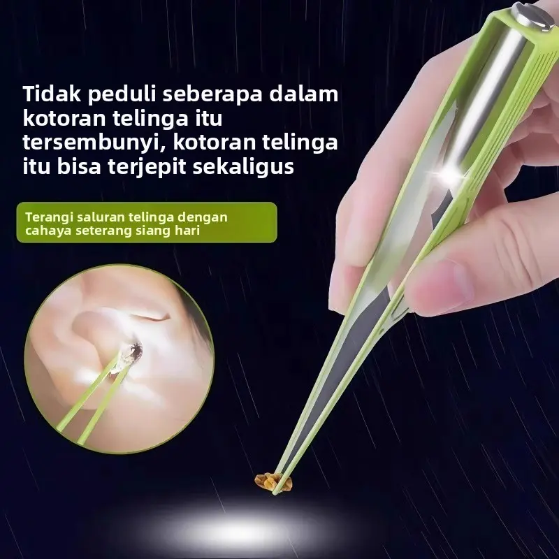 2Pembersih telinga visual dengan lampu, klip telinga bercahaya, pembersih telinga untuk dewasa dan anak-anak, set pembersih telinga.