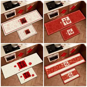Keset Dapur Imlek Motif Kaligrafi PVC Premium Anti Slip untuk Keamanan dan Gaya Rumah Anda Custom Ukuran dan Desain Anti Air Serap Air