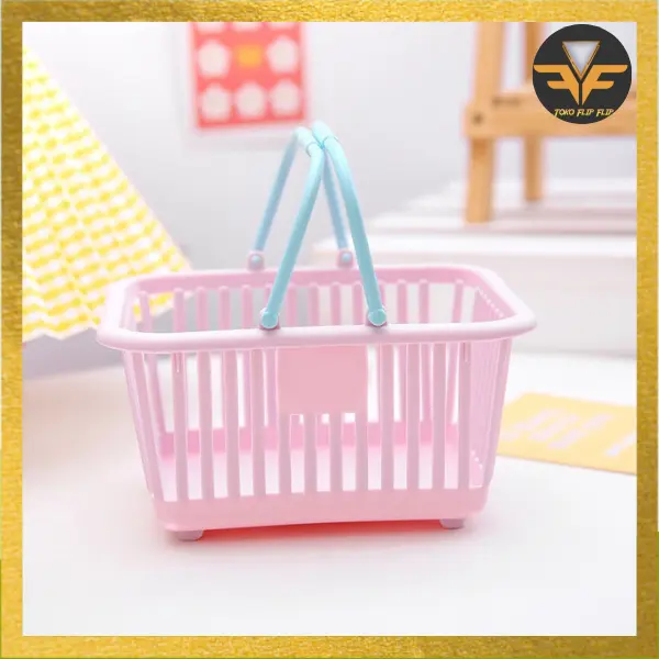 Keranjang Penyimpanan Mini / Keranjang Jinjing Pegangan Penyimpanan Kamar Mandi Sabun  Serbaguna/ Keranjang Kosmetik Pensil ATK / Tempat Buah