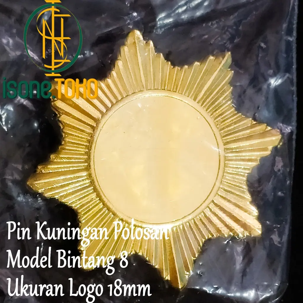 Pin Kuningan Emas Peniti Bintang 8 12 Polos Polosan Logo 1.8cm Lencana