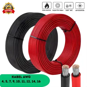 Kabel AWG Hitam Merah Serabut Tembaga Instalasi Listrik 4 5 7 10 11 12 13 14 15 16 ALLWELL 1 Meter Silicone Extra Soft Temperature Resistant Wire