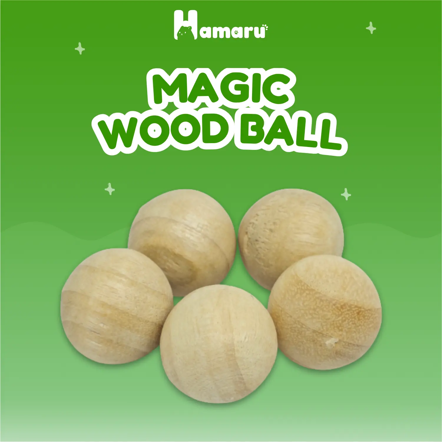 Hamaru Magic Wood Ball Bola Kayu Natural Penghilang Bau Kandang Hamster