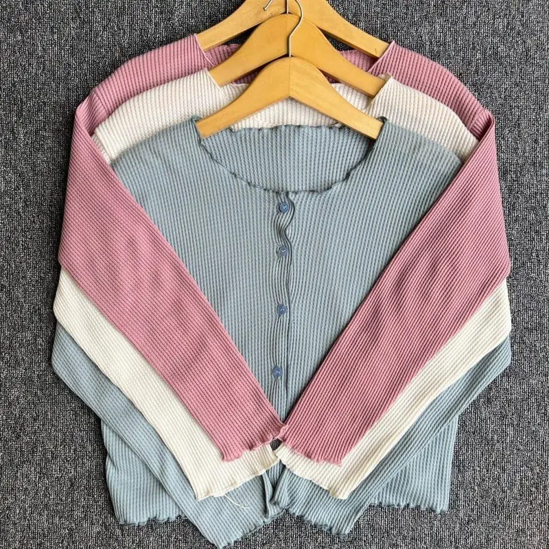 Cardigan rajut wafle wanita crop premium Waffle Baju Cantik 4
