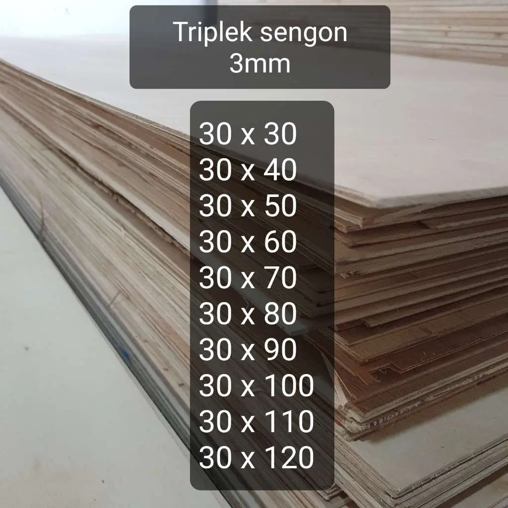 Triplek custom sengon 3mm plywood multiplek halus 2 sisi lebar 30 cm