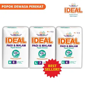 IDEAL Popok Dewasa Perekat M8 L7 XL6 Pcs  - Breathable, Daya Serap Tinggi, Anti Iritasi & Anti Bakteri Cepat Kering