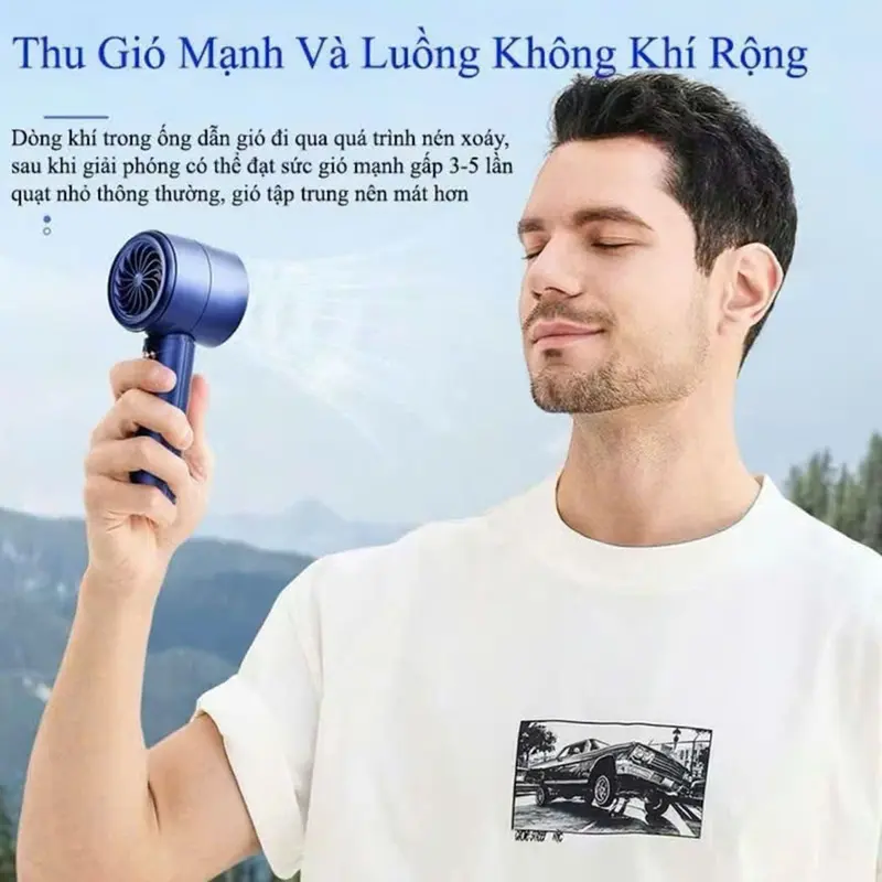 [ Mẫu 2025 ] Quạt mini M2 cầm tay 5000 mAh di động có thể sạc gió mạnh 100 tốc độ turbo phản lực màn hình hiển thị pin 2