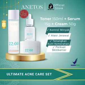 ANETOS – Ultimate Acne Care Set (Paket Skincare Perawatan Kulit Rentan Berjerawat, Meredakan Iritasi - Toner, Serum, Cream)