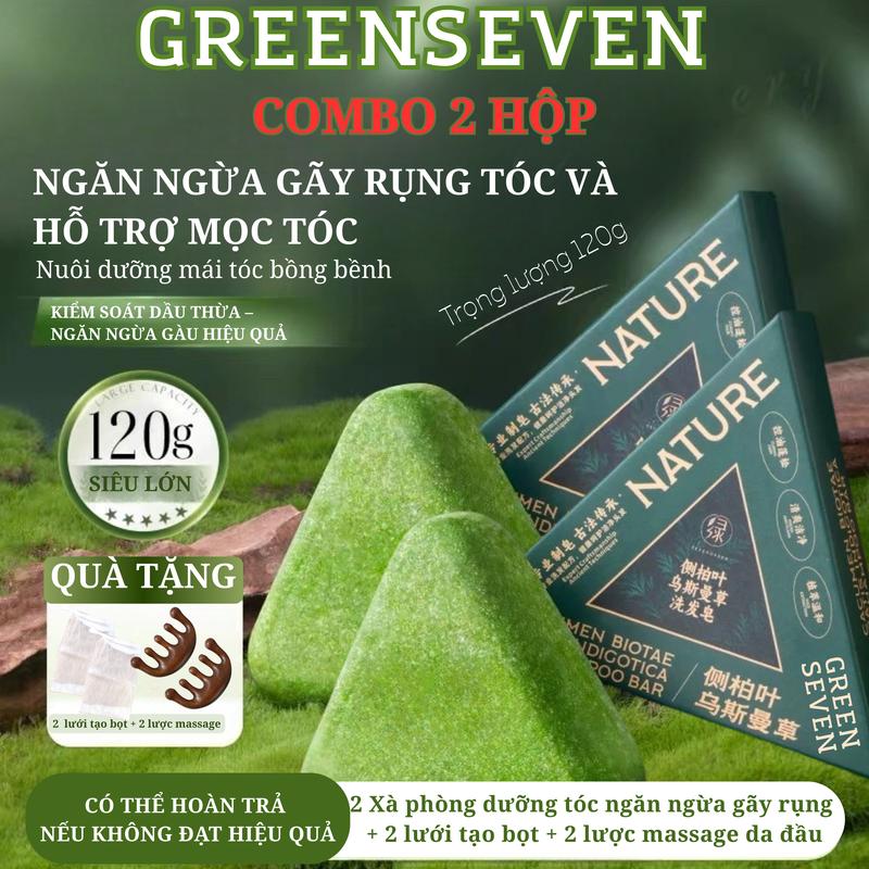 ComBo 2 Hộp Xà Phòng Gội Đầu Chính Hãng Green Seven Mọc Tóc Thảo Mộc Thiên Nhiên Cỏ Usma Tân Cương Kiểm Soát Dầu Sạch Gàu Ngứa Giảm Rụng Tóc Hói Đầu Nuôi Dưỡng Tóc Làm Dày Nang Tóc Phồng Chân Tóc Thơm Tóc Mỏng Tóc Hư Tổn Khô Phục Hồi Tóc Sạch Nhờn Gàu
