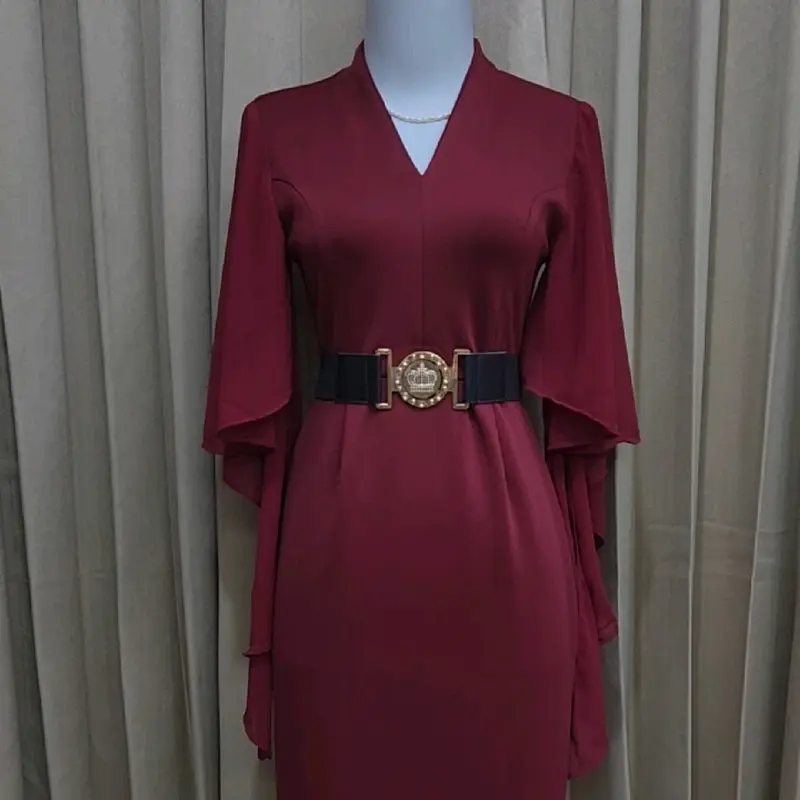 LooWear Bodycon Long Dress Butik Wanita Kondangan Casual Formal Vintage Premium Bangkok Terbaru Scuba Lembut Nyaman Panjang Simple 1