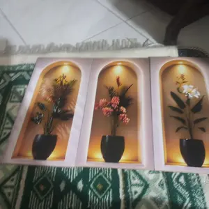 Tennesy Hiasan Dinding Bunga 3D 1 set Isi 3 Panel 45x30CM Wall Decor Art Pajangan Ruang Tamu Dekorasi Rumah