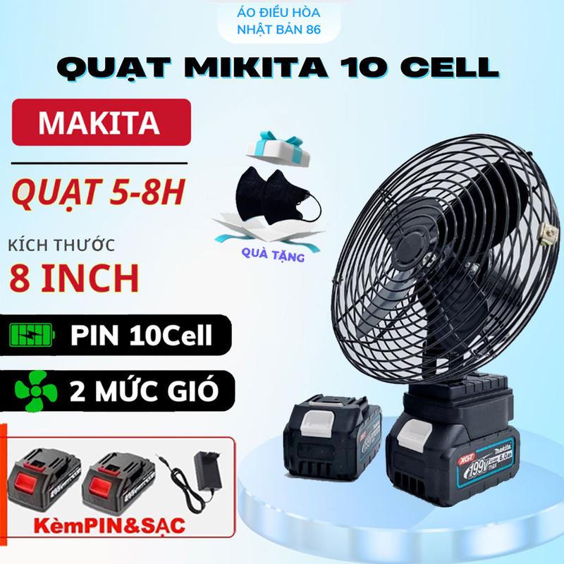Quạt Tích Điện MAKITA Lồng Sắt Cánh Sắt Pin 10 CELL Dùng Liên Tục 8H Quạt Để Bàn 2 Cấp Độ Gió Siêu Mát Nhỏ Gọn Tiện Lợi