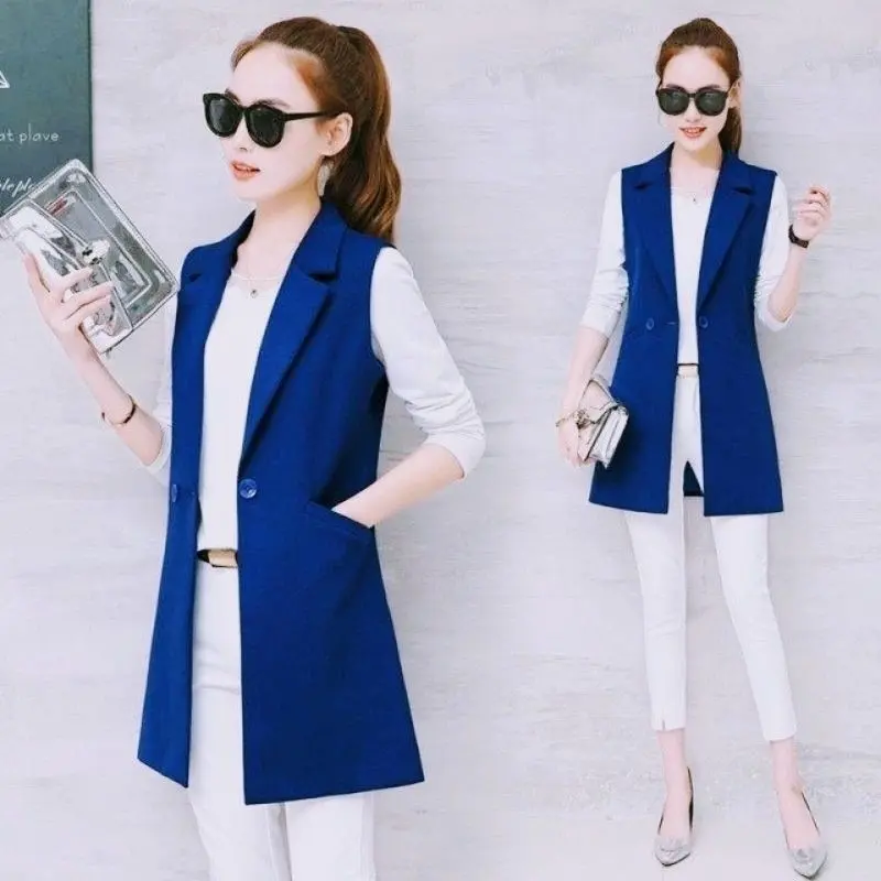 Outer Wanita Polos Tanpa Lengan - Vest Blazer Bahan Jas Full Puring Korean Style