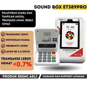 CAHAYA QRIS Sound Box ET389 PRO Mesin Pembayaran Digital dengan speaker notifikasi pembayaran, mesin kasir qris soundbox mencegah terlewatnya transaksi, Peralatan toko dan usaha Smart Device transaksi cepat mudah, bisa untuk toko, mall, pasar, salon, dll