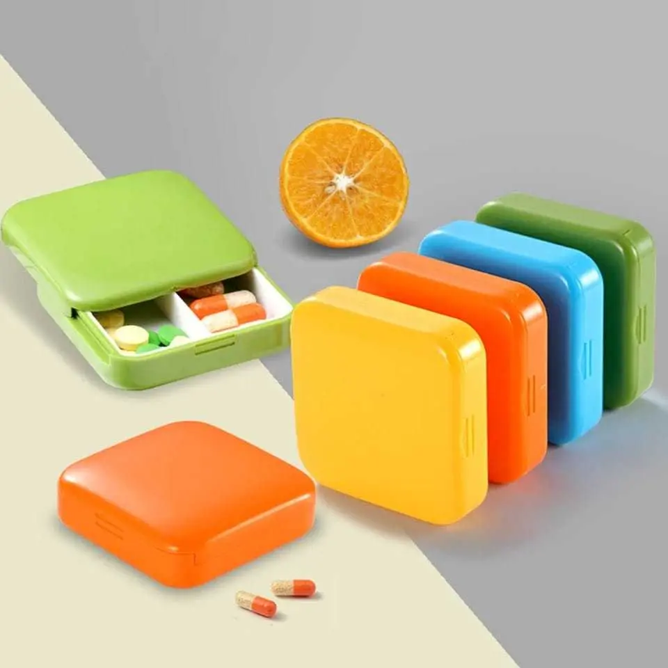 Tempat Obat portable Kotak Obat 2 sekat kotak serbaguna kotak penyimpanan obat traveling