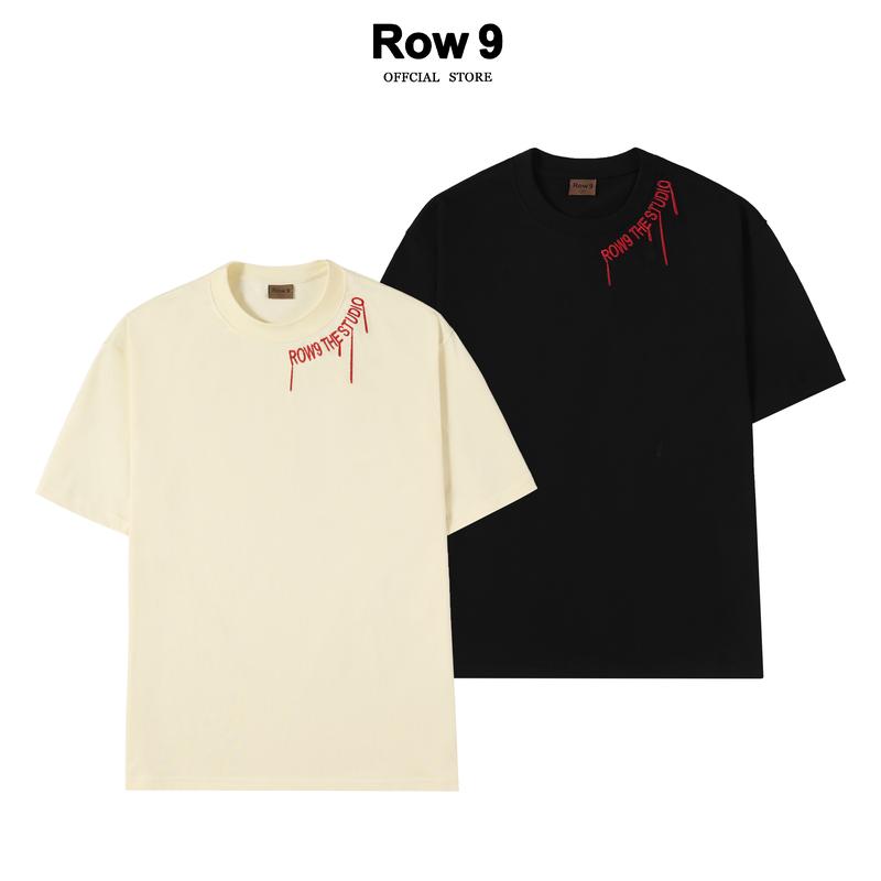 Áo Thun Nam Nữ Thêu Đỏ Cotton Mềm 2 Chiều 250 gsm , thương hiệu Row9 mã hàng APR.010