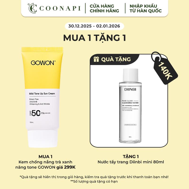  Kem Chống Nắng Trà Xanh Nâng Tone Gowon Mild Tone Up Sun Cream SPF50+ PA++++ 50ml 