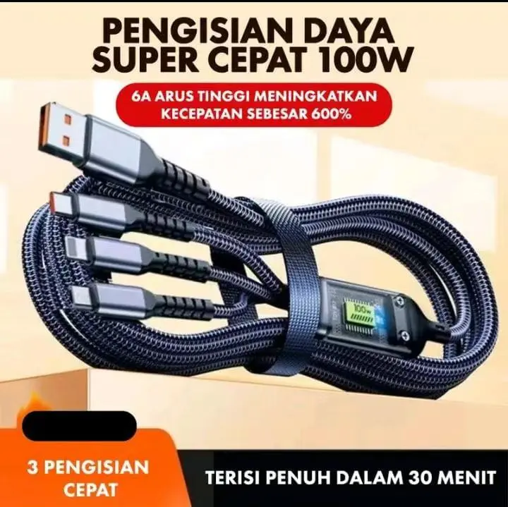 Kabel Data  Charging 4 IN 1 USB Type A, Type C, IOS Multiple Charging 27W + 67W Metal Data Cable 1