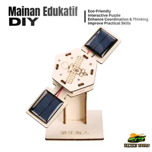 Mainan Edukasi DIY Kerajinan kayu Robot Mobil Pajangan Eksperimen Sains Puzzle edukatif Satellite Kecil