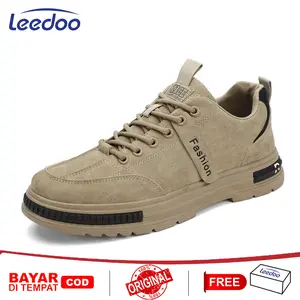 Leedoo Sepatu Cowok Keren Sneakers Round Toe Running Shoes Sepatu Pria Casual Kekinian Kerja Karet Sneaker Murah MC430