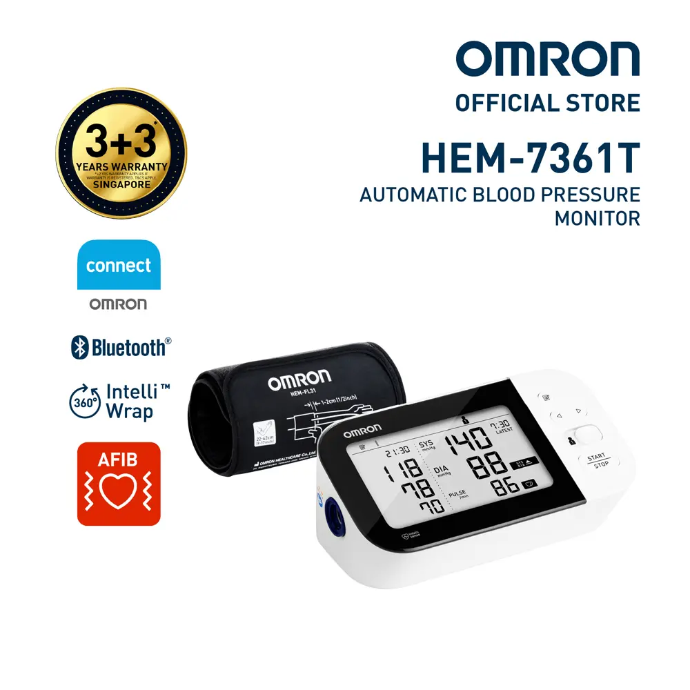 Omron Upper Arm Automatic Blood Pressure Monitor HEM-7361T (3+3 years warranty)