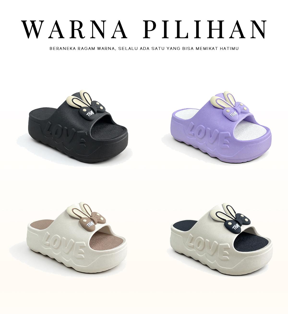 !!! ROOTHAY Sandal Sandal Slop Jelly Karet Model Bear Wanita Rumah Slipper / Sandal Indoor Kartun Sandal Selop Rumah Wanita Carton Happy Papi Gaya Korea Anti Air Kekinian Trendi(RT018-1) Sendal Shoes sandal  eva  wanita sendal  selobok