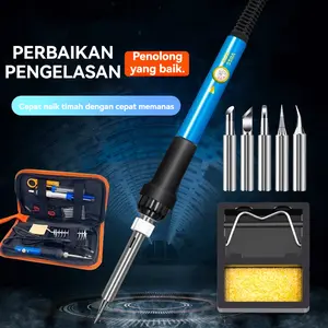 Set Solder 60W 220V Lengkap 15 Pcs + 5 Mata Solder, Pemanasan Cepat & Teratur 200-450°C, Alat Perbaikan & Hobi Elektronik Indah untuk Kesehatan PCB