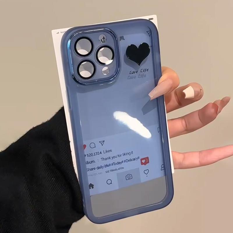 Ốp Lưng iPhone, Thiết Kế Tình Yêu Đơn Giản, Trong Suốt, Chống Sốc, Ốp Mềm Bảo Vệ, Với Bảo Vệ Màng Bảo Vệ ống kính Tích Hợp, Tương Thích Với iPhone 16, 16ProMax, 15Pro, 15, 13Pro, 14, 11Pro, 16Pro, 12Promax Và 7plus