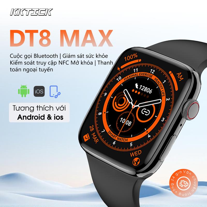【KKTICK MAX Đồng hồ thông minh Bluetooth chống nước, Đồng hồ thể thao không dây, Theo dõi sức khỏe, Máy đếm bước chân cho nam và nữ, Đồng hồ thông minh 280mAh h18 promax