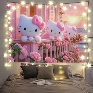 Wall Decoration, Hello Kitty Theme, Internet Celebrity Style, Beautiful Girl Style, Pink Color, Suitable for Hanging Wall Decoration, Suitable for Rental Rooms and Student Dormitories, HD Image, Suitable for Outdoor Use.