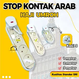ANP88 - Stop Kontak Colokan Travel Kaki 3 Arab Saudi Singapura Hongkong Australia Eropa Haji Umroh Adapter Kecil Universal 1 2 3 Meter SNI