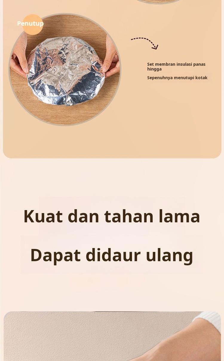 Film Isolasi Aluminium Foil untuk Peralatan Makan, Penutup Penghangat Makanan, Penutup Penyimpanan Makanan Aluminium Foil Food Grade, Penutup Termostat, Penutup Kotak Makan Siang