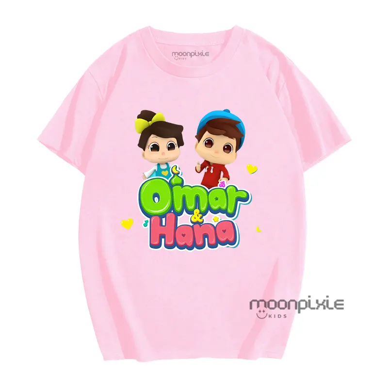 Baju Kaos Anak Motif Omar dan Hana Anak Laki-Laki/Perempuan Usia 1-12 Tahun Bahan Cotton Combed 30s 4