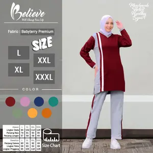 CLOTH SET - Setelan Kaos Celana Olahraga Muslimah Training Senam Wanita Lengan Panjang Jumbo Big Size L XL XXL XXXL / LAZY baju celana muslim panjang sport sporty polos Tunik